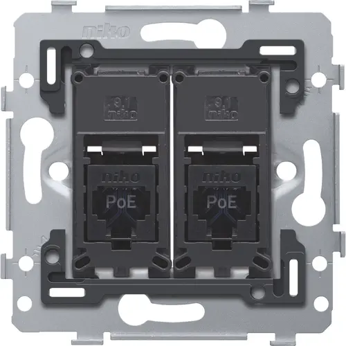 Niko 170-79262 draagring 2x RJ45 UTP CAT6 vlakke uitvoering geschikt voor PoE