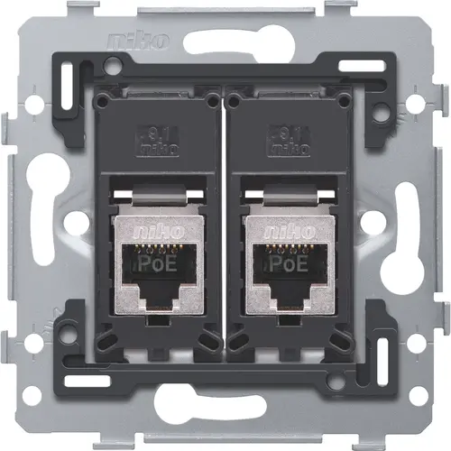 Niko 170-79278 draagring 2x RJ45 STP CAT6A vlakke uitvoering geschikt voor PoE