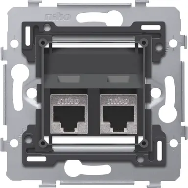 Niko 170-79377 draagring 2x RJ45 STP CAT6A schuine uitvoering geschikt voor PoE