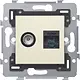 Niko 100-79238 combinatie coax en RJ45 UTP Cat 6 klaar voor PoE++ met schroefbevestiging en afwerkingsset cream