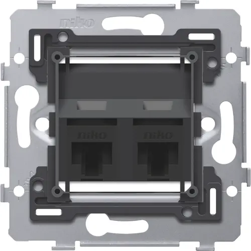 Niko 170-79362 draagring 2x RJ45 UTP CAT6 schuine uitvoering geschikt voor PoE