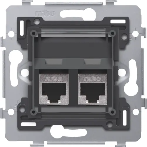 Niko 170-79367 draagring 2x RJ45 STP CAT6 schuine uitvoering geschikt voor PoE
