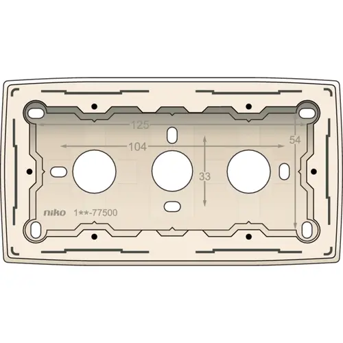 Niko 100-77500 opbouwbak 2-voudig zonder afdekraam Original creme