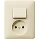Gira 047601 combinatie schakelaar en wandcontactdoos zonder randaarde Standaard 55 creme glans