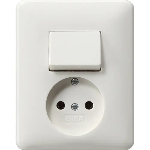 Gira 047603 combinatie schakelaar en wandcontactdoos zonder randaarde Standaard 55 wit glans