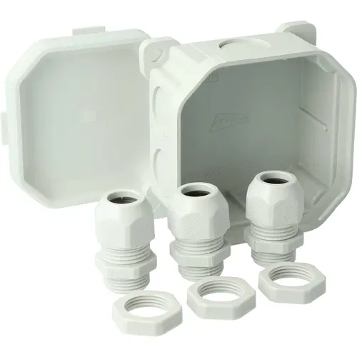 Attema AT2300 kabeldoos vierkant 88 x 88 x 45 mm inclusief 3 wartels M20 voor 7 - 13 mm kabel IP56