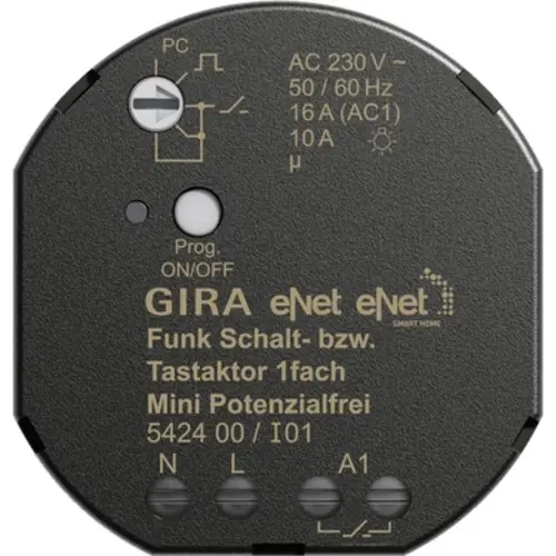 Gira 542400 mini schakel- of drukactor potentiaalvrij 1-voudig eNet
