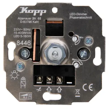 Kopp 844600004 draai/drukknop dimmer 15-450W LED 5-150W OP=OP