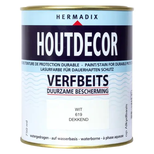 Hermadix 25.861.91 houtdecor verfbeits 619 wit 750ml OP=OP