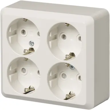 Busch-Jaeger 404EA opbouw wandcontactdoos 4-voudig randaarde wit