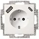 Busch-Jaeger 20 EUCB2USBAC-914 wandcontactdoos randaarde kindveilig met USB type A en C Balance SI wit glans
