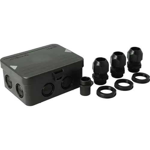 Attema AT2561.01 Cable-mate kabeldoos 120 x 95 x 45 mm met 8 invoeren en 3 M25 wartels IP65 zwart