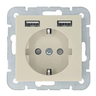 2USB 105705 wandcontactdoos met 2x USB-A voor 55 x 55 mm creme OP=OP