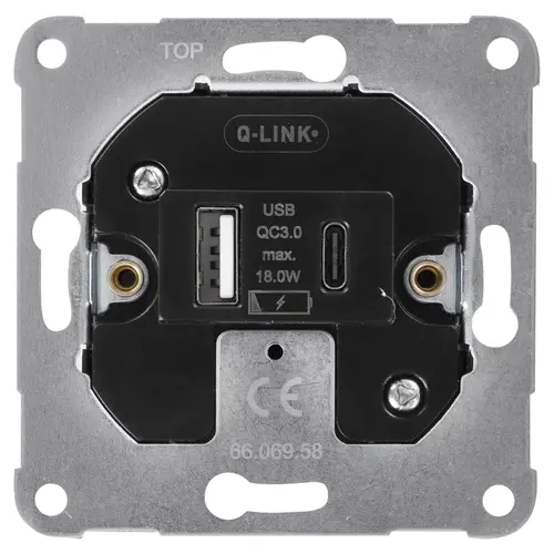 Q-Link 66.069.58 universele USB wandcontactdoos USB-A en USB-C