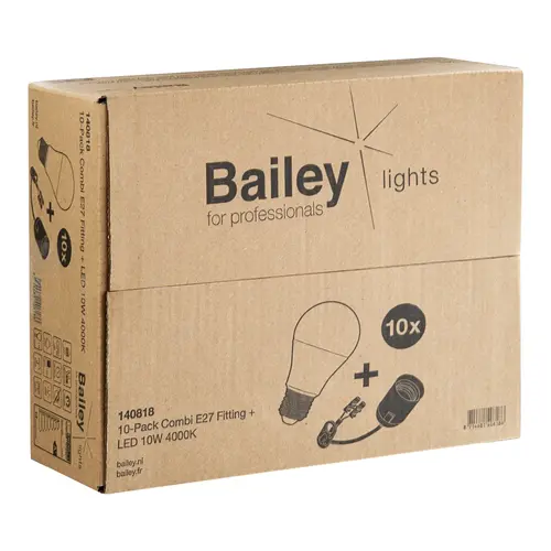 Bailey 140818 verhuisfitting E27 + LED lamp 10 Watt set van 10 stuks