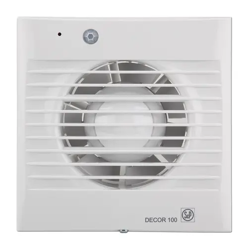 Soler & Palau DECOR-100 CDZ muurventilator met instelbare nalooptimer en bewegingsmelder wit
