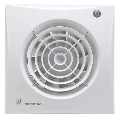 Soler & Palau SILENT-100 CDZ muurventilator met instelbare nalooptimer en bewegingsmelder wit