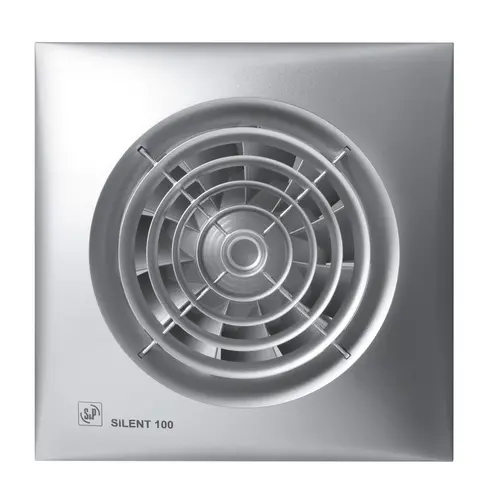 Soler & Palau SILENT-100 CRIZ SILVER muurinbouwventilator met timer en inschakelvertraging zilver