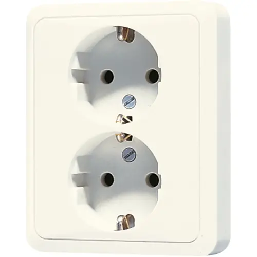 JUNG 5020 NU wandcontactdoos 2-voudig randaarde voor enkele inbouwdoos CD500 creme