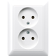 JUNG AS 5010 U WW wandcontactdoos vlak zonder randaarde 2-voudig AS500 alpine wit