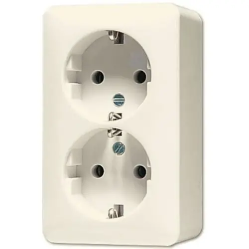 JUNG 6020 A opbouw wandcontactdoos 2-voudig randaarde AP600 creme