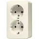 JUNG 6020 A opbouw wandcontactdoos 2-voudig randaarde AP600 creme