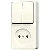 JUNG 645 A opbouw combinatie serieschakelaar/wandcontactdoos zonder randaarde AP600 creme
