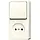 JUNG 646 A opbouw combinatie wisselschakelaar/wandcontactdoos zonder randaarde AP600 creme