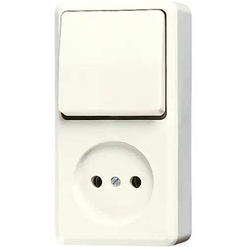 JUNG 646 A opbouw combinatie wisselschakelaar/wandcontactdoos zonder randaarde AP600 creme