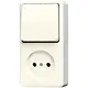 JUNG 646 A opbouw combinatie wisselschakelaar/wandcontactdoos zonder randaarde AP600 creme