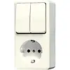 JUNG 675 A opbouw combinatie serieschakelaar/wandcontactdoos randaarde AP600 creme