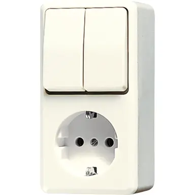 JUNG 675 A combinatie serieschakelaar/wandcontactdoos opbouw randaarde creme