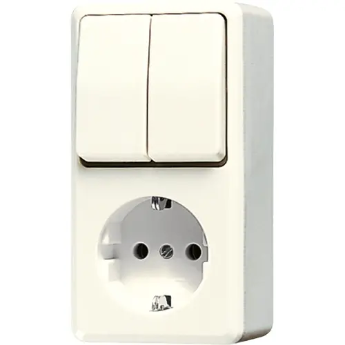 JUNG 675 A opbouw combinatie serieschakelaar/wandcontactdoos randaarde AP600 creme