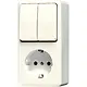 JUNG 675 A opbouw combinatie serieschakelaar/wandcontactdoos randaarde AP600 creme
