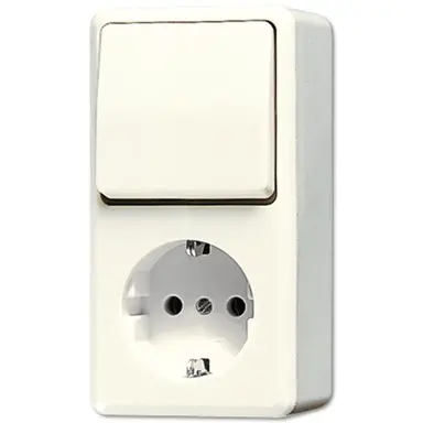 JUNG 676 A combinatie wisselschakelaar/wandcontactdoos opbouw randaarde creme