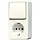 JUNG 676 A opbouw combinatie wisselschakelaar/wandcontactdoos randaarde AP600 creme