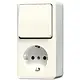 JUNG 676 A opbouw combinatie wisselschakelaar/wandcontactdoos randaarde AP600 creme