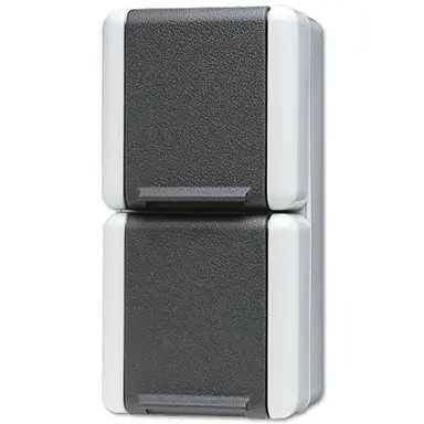 JUNG 822 W wandcontactdoos 2-voudig randaarde opbouw IP44 verticaal WG800