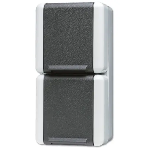 JUNG 822 W wandcontactdoos 2-voudig randaarde opbouw IP44 verticaal WG800