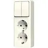 JUNG 625 A opbouw combinatie serieschakelaar/2x wandcontactdoos randaarde AP600 creme