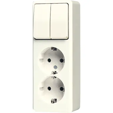 JUNG 625 A combinatie serieschakelaar/2x wandcontactdoos opbouw randaarde creme