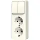 JUNG 625 A opbouw combinatie serieschakelaar/2x wandcontactdoos randaarde AP600 creme