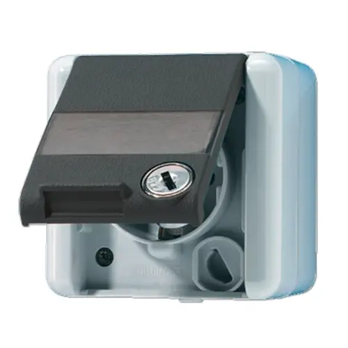 JUNG 820 NAWSL wandcontactdoos 1-voudig opbouw IP44 horizontaal met slot WG800