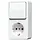 JUNG 676 A WW opbouw combinatie wisselschakelaar/wandcontactdoos randaarde AP600 alpine wit