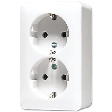 JUNG 6020 A WW opbouw wandcontactdoos 2-voudig randaarde AP600 alpine wit