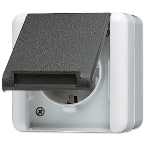 JUNG 820 KIW wandcontactdoos 1-voudig opbouw IP44 horizontaal Safety+ WG800