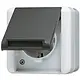 JUNG 820 KIW wandcontactdoos 1-voudig opbouw IP44 horizontaal Safety+ WG800
