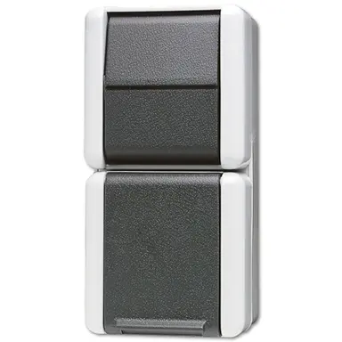 JUNG 876 W combinatie wandcontactdoos en schakelaar opbouw IP44 verticaal WG800