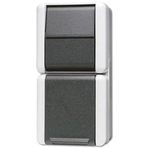 JUNG 876 W combinatie wandcontactdoos en schakelaar opbouw IP44 verticaal WG800