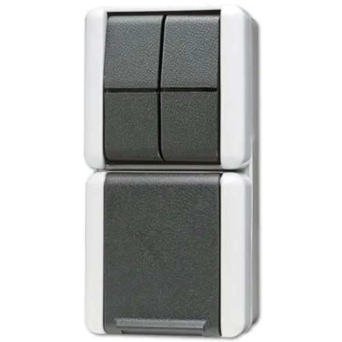 JUNG 875 W combinatie serieschakelaar opbouw IP44 verticaal WG800